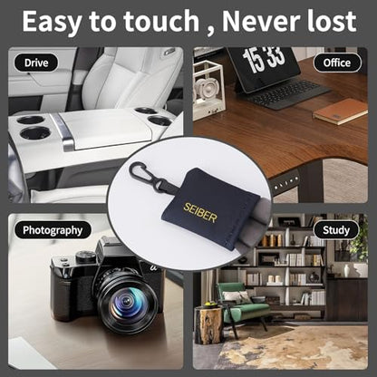 Reusable Microfiber Glasses Cleaner Cleaning Cloth Wipes with Pouch BK,4Pcs | Portable Pouch Keychain for Eyeglass Lens Sunglasses Jewelry Electronics and Screen