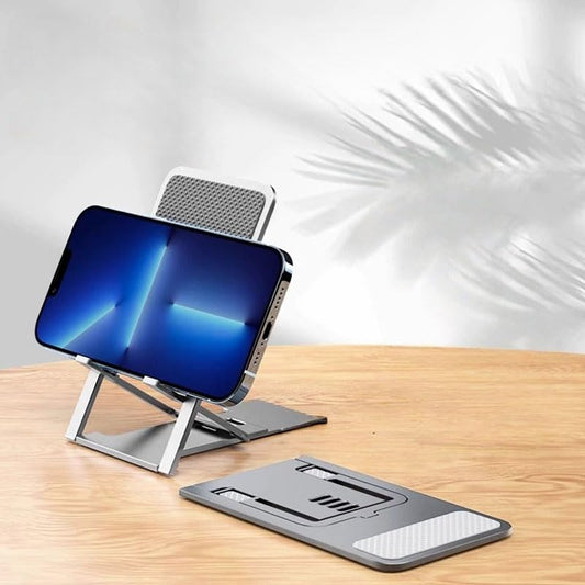 Phone Stand, Foldable Adjustable Desktop Phone Holder for iPhone 16 15 14 13 12 11 Pro Max XR XS and 4.5-15In Devices, Lightweight Portable Holders for Indoor Outdoor, Grey - color: Grey