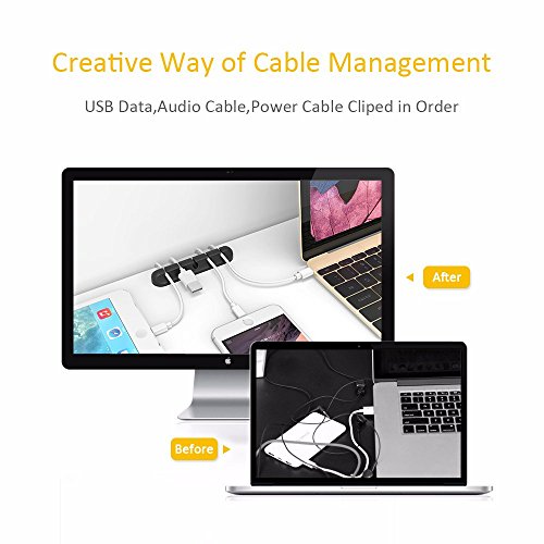 3 Pack Cable Clips Cord Management Organizer, Black, Silicone
