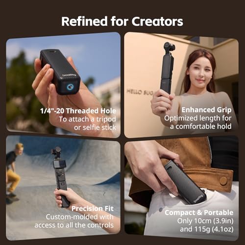 SmallRig Osmo Pocket 4P/4/3/Xtra Muse Battery Handle 5000mAh for DJI | 20W Fast Charge Power Grip, Wireless Mic Direct Connection, 1/4" Thread for Tripod/Selfie Stick, Smart Temperature Control