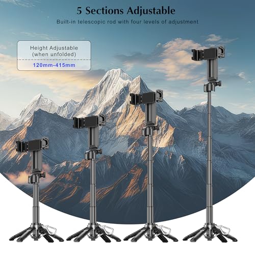 Mini Selfie Stick Tripod, Extendable Grip Phone Tripod with Detachable Remote Pocket Size, 4-in-1 Mini Phone Grip, 10m Wireless Shutter, Vlog Livestreaming Photography （Black） - style: Black