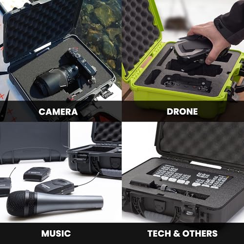 NANUK 910 Hard Case with Customizable Cubed Foam, IP67 Waterproof, Dustproof and Impact Resistant, 14.3” x 11.1” x 4.7”, Rugged Construction for Ultimate Protection, Made in Canada – Black - color: Black, style: Cubed Foam
