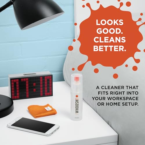 WHOOSH! Screen Shine Go XL - 3.4 fl oz with Microfiber Cloth - Powerful Streak-Free Screen Cleaner Spray and Wipe for MacBook, Laptop, Car, Eyeglasses & Phone - Sleek Bottle for Home, Work or Travel - size: 3.4 fl oz (Pack of 1)