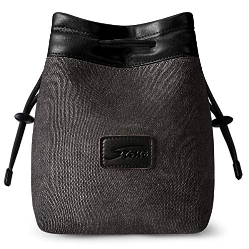 S-ZONE Soft Camera Bag DSLR Insert Handbag Drawstring Lens Case | Water-resistant Canvas, Drawstring closure, Dust-proof, Scratch-resistant, Compatible with Canon Nikon Sony - color: Dark Gray, size: Large
