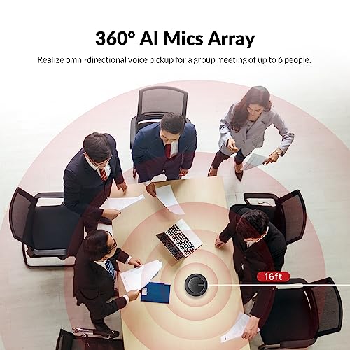 Conference Speakerphone, Daisy Chain up to 9 Speakerphones for 50 People, USB & Bluetooth Speaker with 4 Mics AI Noise Cancellation 360° Voice Pickup for Zoom,Teams,Conference Call Large Meeting Room