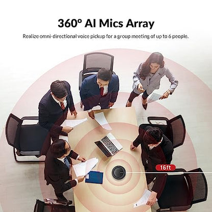 Conference Speakerphone, Daisy Chain up to 9 Speakerphones for 50 People, USB & Bluetooth Speaker with 4 Mics AI Noise Cancellation 360° Voice Pickup for Zoom,Teams,Conference Call Large Meeting Room