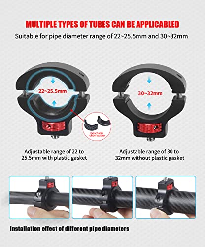 Motorcycle Handlebar Clip Holder 1/4 Screw Bicycle Bike Seatpost Clamp Compatible with Go-pro 11 ONE Action Camera Accessories (Black and Red Clip) - color: Black and Red Clip