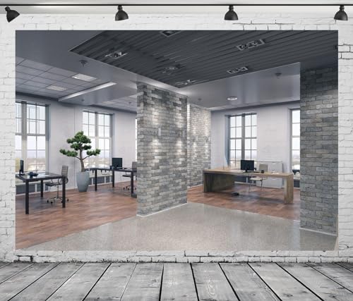 BELECO 10x6.5ft Fabric Modern Office Backdrop for Video Conference - Elegant Business Interior Brick Wall Windows Virtual Home Photography Background for Live Video Zoom Calls Photoshoot Props - size: 10x6.5FT