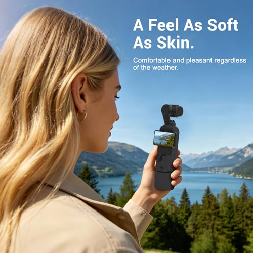 Silicone Case for DJI Osmo Pocket 3/Xtra Muse Camera with Fixed Base & Anti-Loss Lanyard, Compatible with Xtra Muse Accessories – for Travel Vlogging Daily Filming (Black) - color: Black
