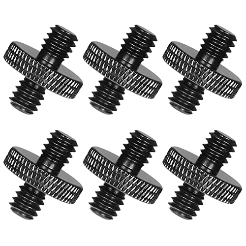 6 Pack 1/4" Male to 1/4" Male Camera Mount Screw Tripod Mount - Precision Made - color: Black