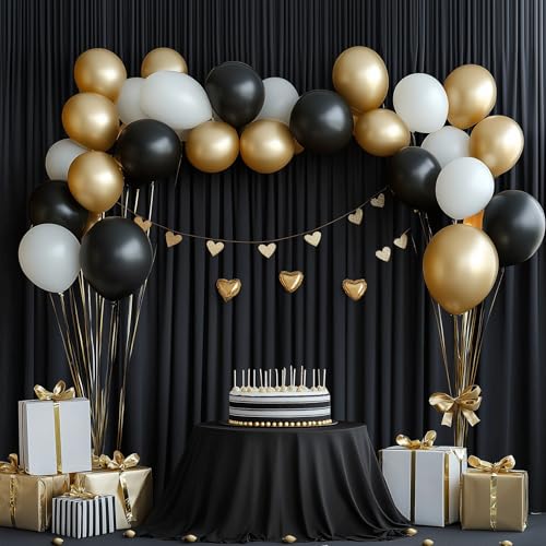 20ftx14FT Wrinkle Free Black Backdrop Curtain, 4 Panels 14FT Height Black Wedding Backdrop Drapes, Silky Polyester Back Drop Cloth for Birthday Photography Background Party Backdrop Draping - color: Black, size: (W)5ft x (H)14ft (4 Panel)
