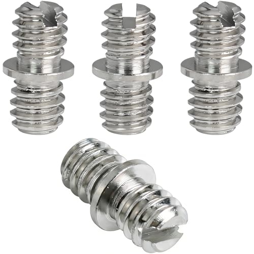 4PCS Stainless Steel 1/4-20 Male to 1/4-20 Male Double Male Thread Adapter Camera Screw Converter with Slotted Head for Tripod Monopod Ball Head Camera Mount - size: 1/4-20 male to 1/4-20 male
