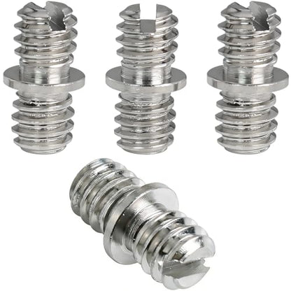 4PCS Stainless Steel 1/4-20 Male to 1/4-20 Male Double Male Thread Adapter Camera Screw Converter with Slotted Head for Tripod Monopod Ball Head Camera Mount - size: 1/4-20 male to 1/4-20 male