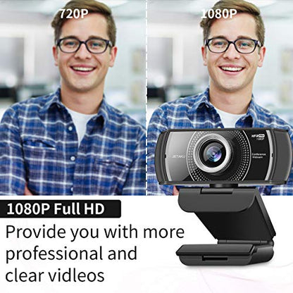 Webcam with Microphone 1080P 60FPS, Privacy Cover Web Camera for Desktop, Autofocus, Dual Noise-Cancelling Mics Streaming Webcam for Gaming, Laptop/Mac/Zoom/YouTube/Video Calling/Office