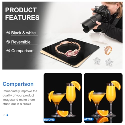 PULUZ 8 x 8 Inch Acrylic Poster Boards for Photography, Square White & Black Reflective Display Table Riser Backdrops for Professional Product Photography and Table Top Photography Shooting - size: 8*8 Inch