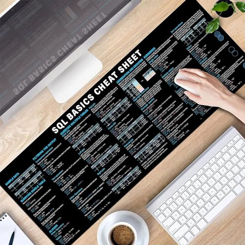 SQL Cheat Sheet Desk Mat for Database Administrators, Analysts, and Programmers, Quick Key, Large Anti-Slip Keyboard Pad Mouse Mat KMH - color: Sql