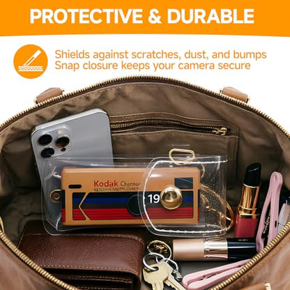 Clear Carrying Case Compatible with KODAK CHARMERA Keychain Digital Camera, Transparent Protective Storage Pouch with Keychain, Portable Travel Case for Mini Digicam (Case Only)