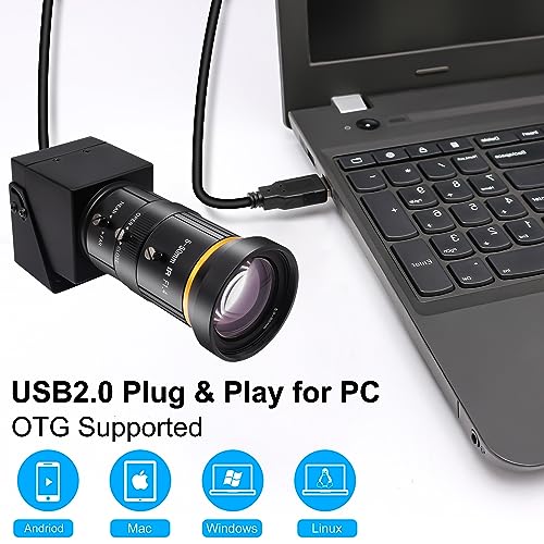 SVPRO 4K Streaming Webcam with 5-50mm Zoom Lens, USB & HDMI Dual Ouput,10X Optical Zoom Manual Focus Camera H.264 Computer Vision Industrial Security Camera for PC/Monitor/TV/Projector