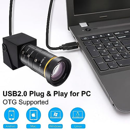 SVPRO 4K Streaming Webcam with 5-50mm Zoom Lens, USB & HDMI Dual Ouput,10X Optical Zoom Manual Focus Camera H.264 Computer Vision Industrial Security Camera for PC/Monitor/TV/Projector