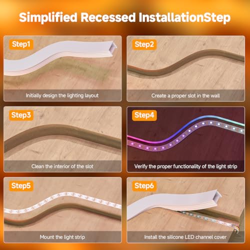 BTF-LIGHTING Silicone LED Channel System 9.8Ft Flexible Milky White Cover DIY Spotless Tube for ≤12mm Width LED Strip,Neon Rope Light Channel Diffuser, for Kitchen Cabinet, Room, Patio(No LED Strip) - size: 9.8FT, style: 16X16mm