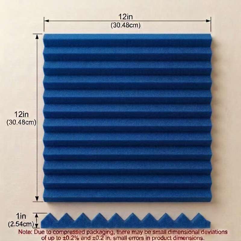 96 Pack Black/BLUE 12 "X 12 "X1" Acoustic Panels Studio Soundproofing Foam Wedge Tiles(Accompanied By Double-Sided Adhesive Tape) - color: Black/BLUE