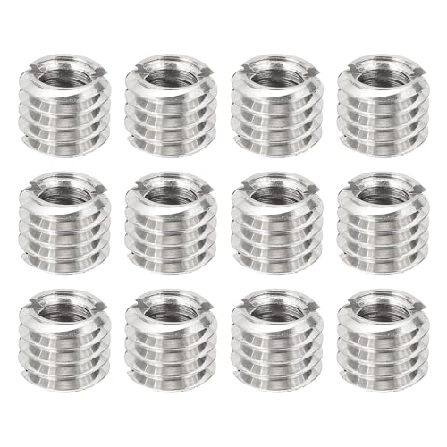 PATIKIL 1/4" Female to 3/8" Male Convert Screws Adapters, 12 Pcs Tripod Thread Adapters Mount for Camera Monopod Video DSLR SLR Mic Stand, Silver