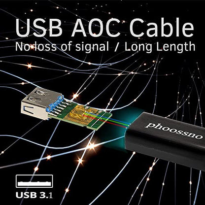 phoossno USB 3.1 Extension Cable Active Optical USB 10Gbps 33ft 10m Compatible with Microsoft Azure Logitech Camera Xbox Touch Screen Kinect Keyboard Mouse Intel RealSense