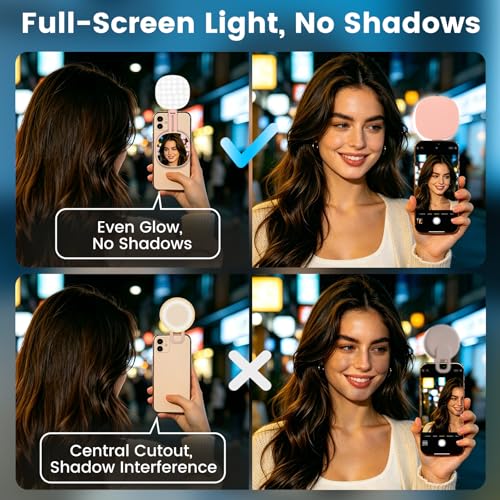 SJZXVZ Magnetic Selfie Light, 3-Mode Phone Light Compatible with Phone Magsa for Selfies/Photography/TikTok/Zoom Calls/Video Conference, Long-Lasting & Rechargeable, CRI97, Pink - color: Pink