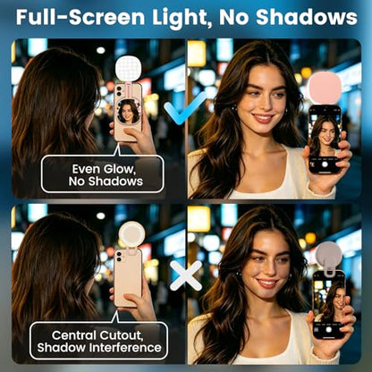 SJZXVZ Magnetic Selfie Light, 3-Mode Phone Light Compatible with Phone Magsa for Selfies/Photography/TikTok/Zoom Calls/Video Conference, Long-Lasting & Rechargeable, CRI97, Pink - color: Pink
