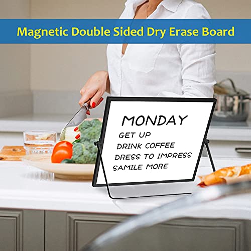 Small Monthly Calendar Dry Erase Whiteboard for Wall, 16in x 12in Magnetic Dry Erase Board, Hanging Double-Sided White Board, Portable Board for Drawing, Kitchen, Planning, Memo, School, Home, Office - color: Black