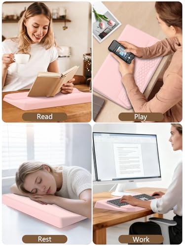 2-in-1 Ergonomic Keyboard Stand with Wrist Rest, Comfy Keyboard Riser Holder with Massage Design, Pink - color: Light Pink
