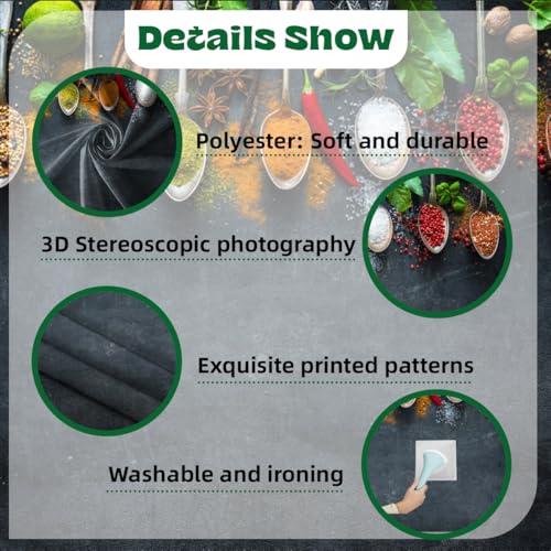 15x8ft Condiment Spice Backdrop Scoop Colorful Condiment Seasoning Food Cooking Material Black Plate Photography Background Party Conference Cuisine Video Studio Photo Props Polyester - size: 15x8ft-polyester