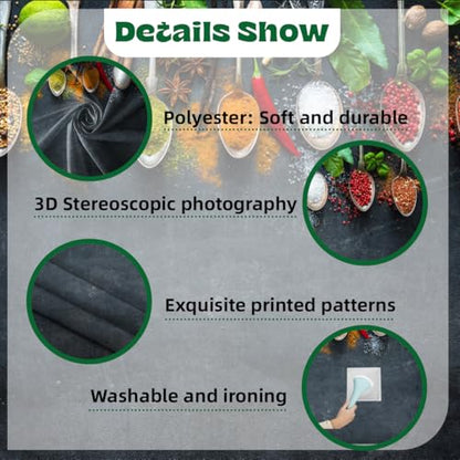 9x6ft Condiment Spice Backdrop Scoop Colorful Condiment Seasoning Food Cooking Material Black Plate Photography Background Party Conference Cuisine Video Studio Photo Props Polyester - size: 9x6ft-polyester