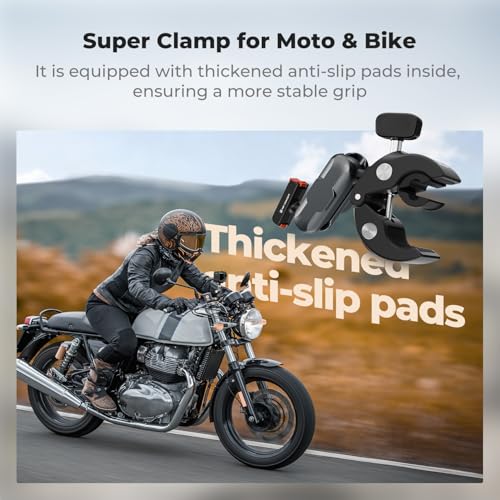 K&F CONCEPT Super Clamp Camera Mount with 360° Dual Ball Head, Bike/Motorcycle Handlebar Tube Mount Quick Release Compatible with Action 5 Pro/4/3 - style: Super Clamp with Ballhead(Action 5 Pro)