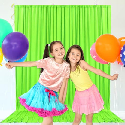 10ft x 7ft Fresh Green Backdrop Curtains for Parties, Fabric Satin Background Curtain with Rod Pockets for Weddings, Birthday, Baby Shower, Photography, Graduation Party Backdrop Drapes, 2 Panels - color: Fresh Green