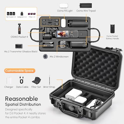STARTRC PHOTO OSMO Pocket 4/3 Hard Case, Double-layer Waterproof Hard Case for DJI Pocket 3/4 Creator Combo Accessories, Multifunctional Large Capacity Storage Bag