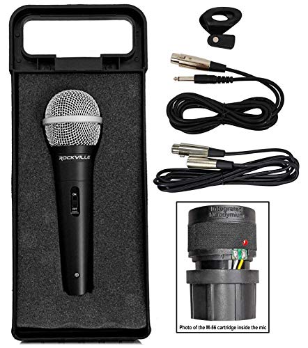 Rockville Podcasting Bundle: (2) RMC-XLR Metal Handheld Microphones, (2) RTMS21 Desktop Tripod Stands with Pop Filters, Shock Mounts, Cables, 4-Items