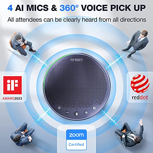 EMEET M3 Conference Speaker and Microphone, Zoom Certified Bluetooth Speakerphone with 4 AI Mics 360° Voice Pickup, 18H Talk Time, USB 2.0&Bluetooth 5.0 with Daisy Chain for 20 People for Zoom Teams - style: M3-12 People