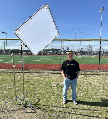 Glide Gear BFS 100 Butterfly Scrim – 4x4, 6x6, 8x8 Diffuser – 3 Nylon Silks, Quick-Setup Frame, C-Stand Clamps Included