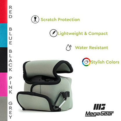 MegaGear ''Ultra Light'' Neoprene Camera Case Bag with Carabiner for Canon PowerShot SX540 HS, SX530 HS, Canon PowerShot SX420 is, SX410 is Digital Cameras (Grey) (MG507), PU Leather - color: Grey