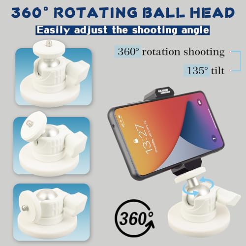 ULIBERMAGNET White Magnetic Camera Mount, Strong Magnetic Mount with 360° Rotation Ball Head, Security Camera Holder with 1/4 inch Thread for GoPro,DJI OSMO Action - style: White 2.59INCH Magnetic Camera Mounts
