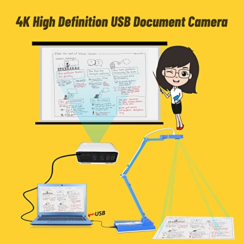 Mirabox 4K Ultra HD Document Camera for Teachers - 10MP 3-in-1 USB Document Camera Work with Mac OS,Windows,Chromebook for Live Demo,Web Conferencing,Distance Learning,Remote Teaching,Object Viewing - size: HSV223-1000