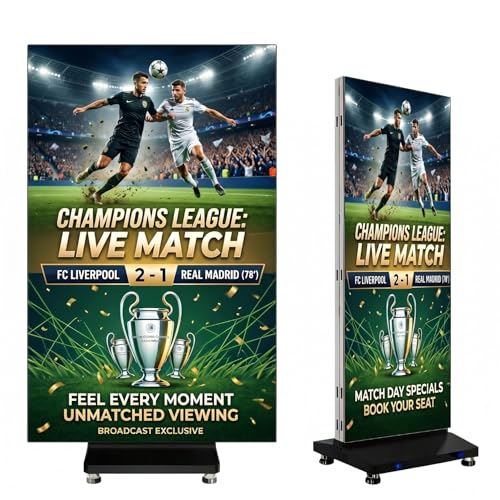 91" LED Digital Signage Display with Flight Case, Triple Foldable Spliceable LED Poster Screen,GOB Commercial Kiosk, Smartphone One-Cick Control, for Events, Rentals - size: Large fold & Flight Case