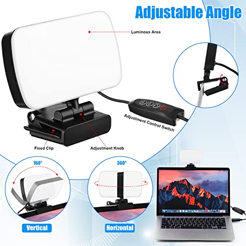 Yahenda 2 Pack Video Conference Lighting Panel Soft Light for Computer with Clip Webcam Light with 3 Modes Laptop Light for Online Meeting Live Streaming Video Call Classroom Selfie