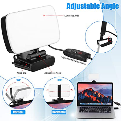 Yahenda 2 Pack Video Conference Lighting Panel Soft Light for Computer with Clip Webcam Light with 3 Modes Laptop Light for Online Meeting Live Streaming Video Call Classroom Selfie