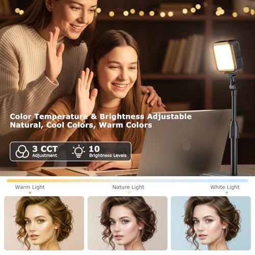2-Pack Portable Rechargeable LED Video Light, Battery Powered Photography Lighting Kit with Stand & Phone Holder, Dimmable Camera Light for Live Streaming, YouTube, TikTok, Zoom, Video Recording