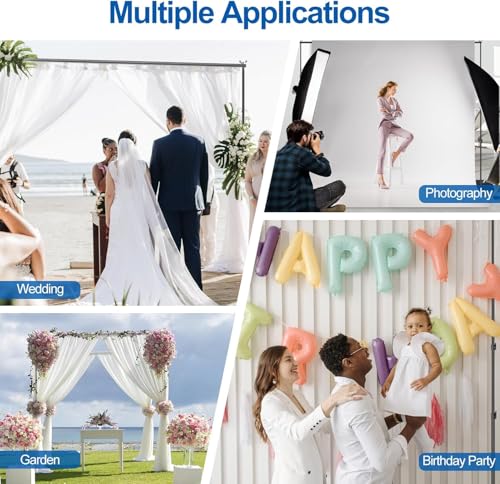 Backdrop Stand, 6.5ft Height 9ft Width Adjustable Photography Background Support Poles with Heavy Duty Flat Base, Photo Metal Steel Pipe and Drape Frame Kit for Parties Birthday Wedding