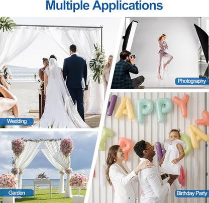 Backdrop Stand, 6.5ft Height 9ft Width Adjustable Photography Background Support Poles with Heavy Duty Flat Base, Photo Metal Steel Pipe and Drape Frame Kit for Parties Birthday Wedding