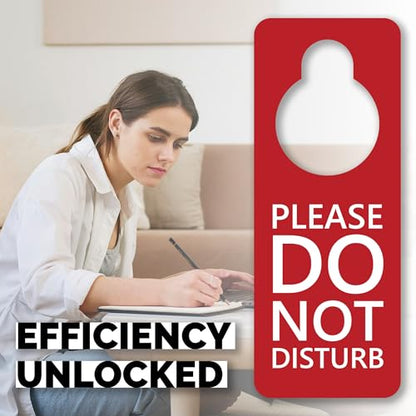 Do Not Disturb Sign, 2 Pack (Black & Red Double Sided) Please Do Not Disturb on Both Sides, Do Not Disturb Door Sign for Office, Home, Clinic, Dorm, Online Class, Meeting Session and More.