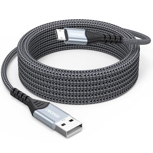 FEMORO Micro USB Cable 20 Ft, Extra Long MicroUSB Braided Charging Cord for PS4 Xbox Controller Old Kindle Android Phone Raspberry Pi 3 and More Micro-USB Devices - size: 20 Feet